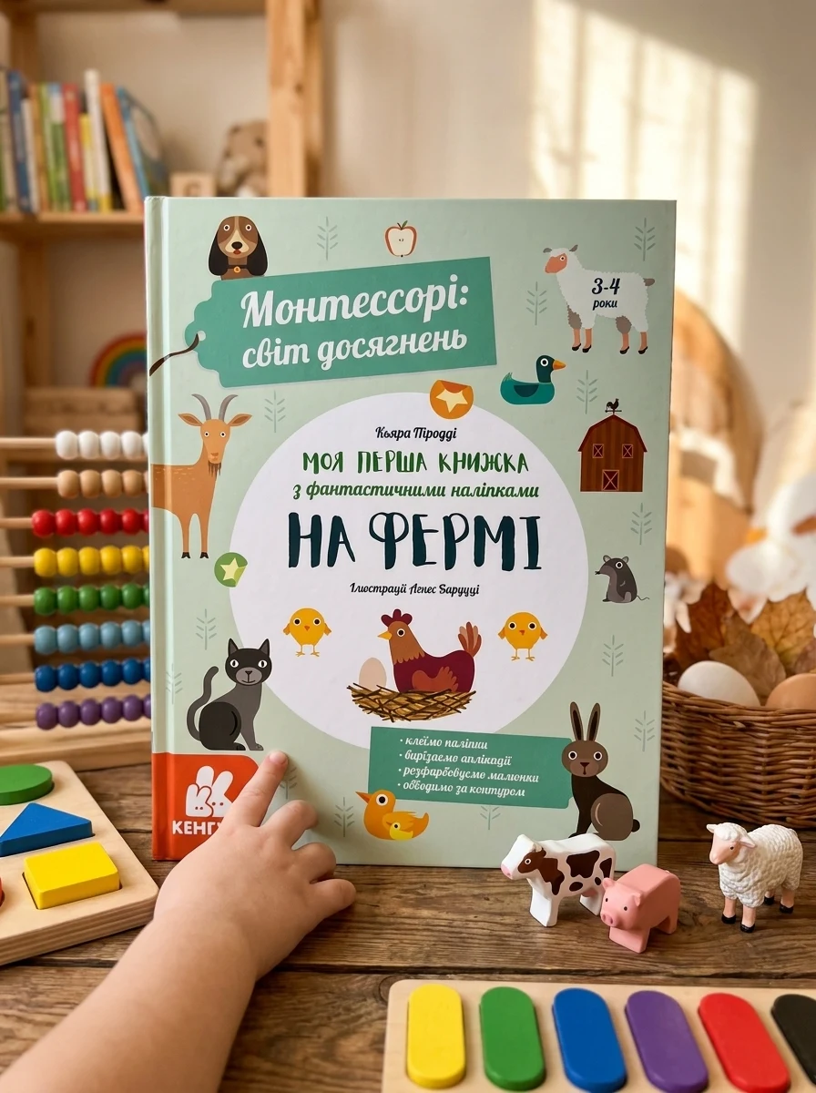 Монтессорі. Світ досягнень. Моя перша книга з фантастичними наліпками. На фермі — Книги з наліпками