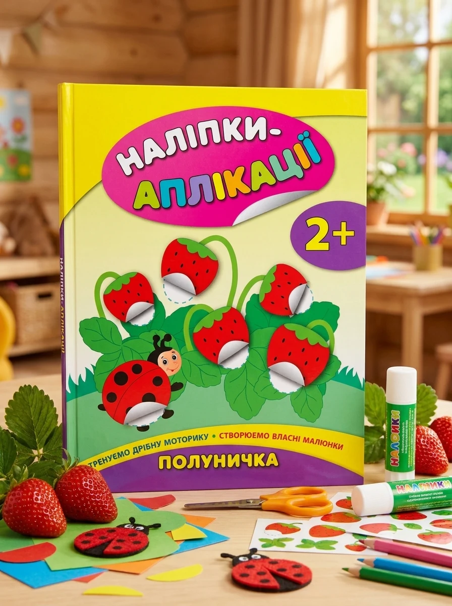 Наліпки-аплікації для малят. Полуничка — Книги з наліпками
