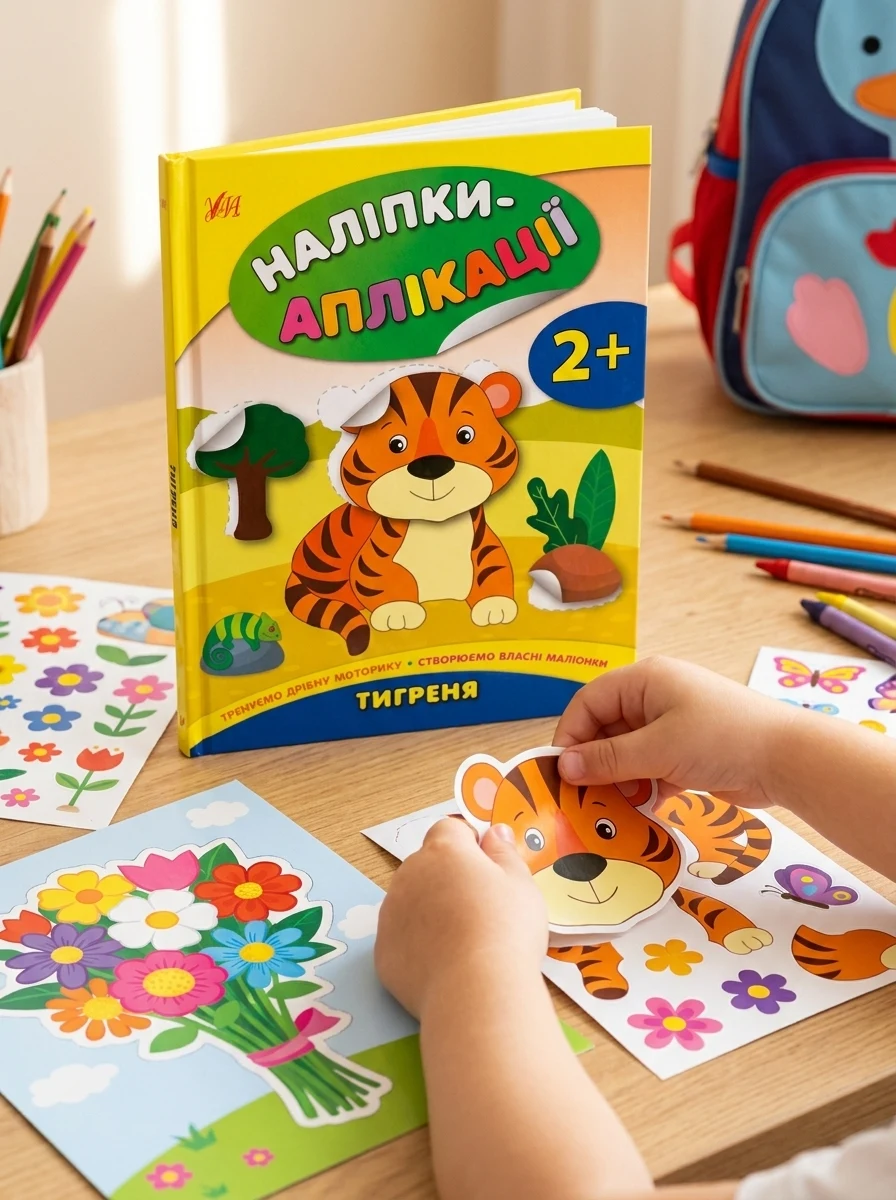 Наліпки-аплікації для малят. Тигреня — Книги з наліпками