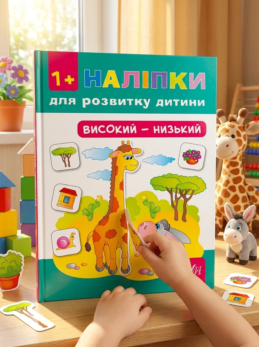 Наліпки для розвитку дитини. Високий — низький — Книги з наліпками