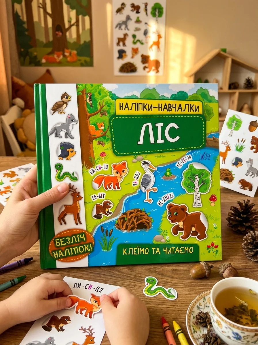 Наліпки-навчалки. Ліс — Книги з наліпками
