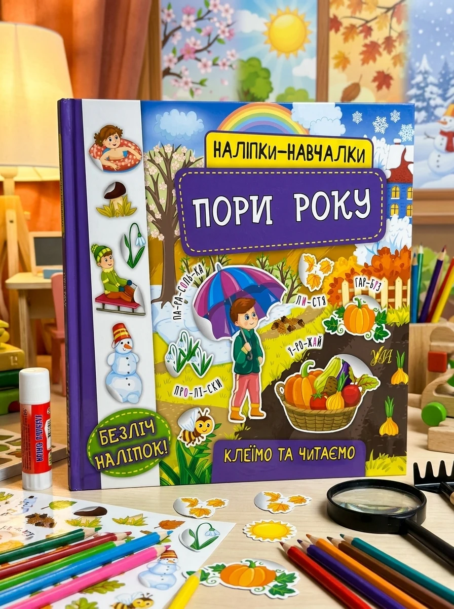 Наліпки-навчалки. Пори року — Розвивальні книги