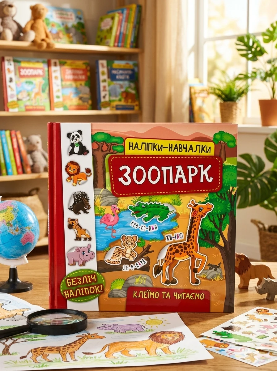 Наліпки-навчалки. Зоопарк — Книги з наліпками