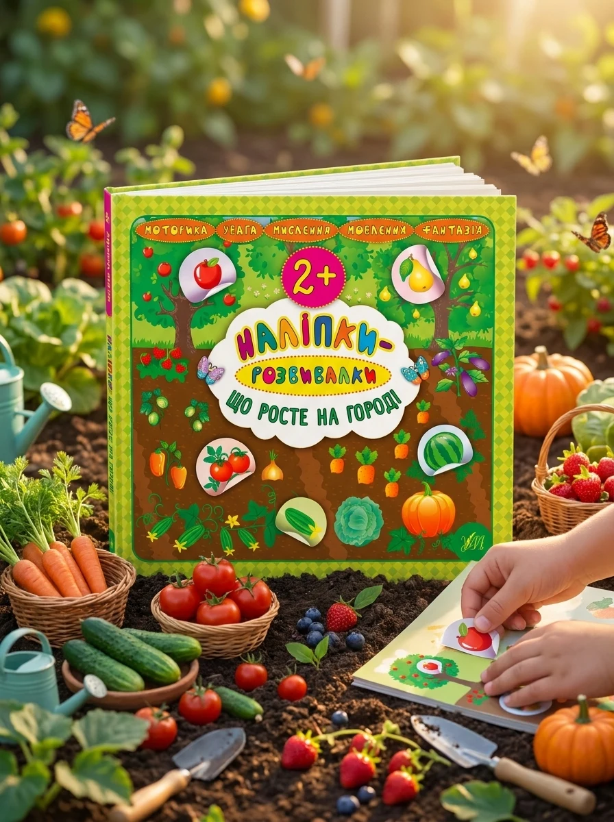 Наліпки-розвивалки. Що росте на городі — Книги з наліпками