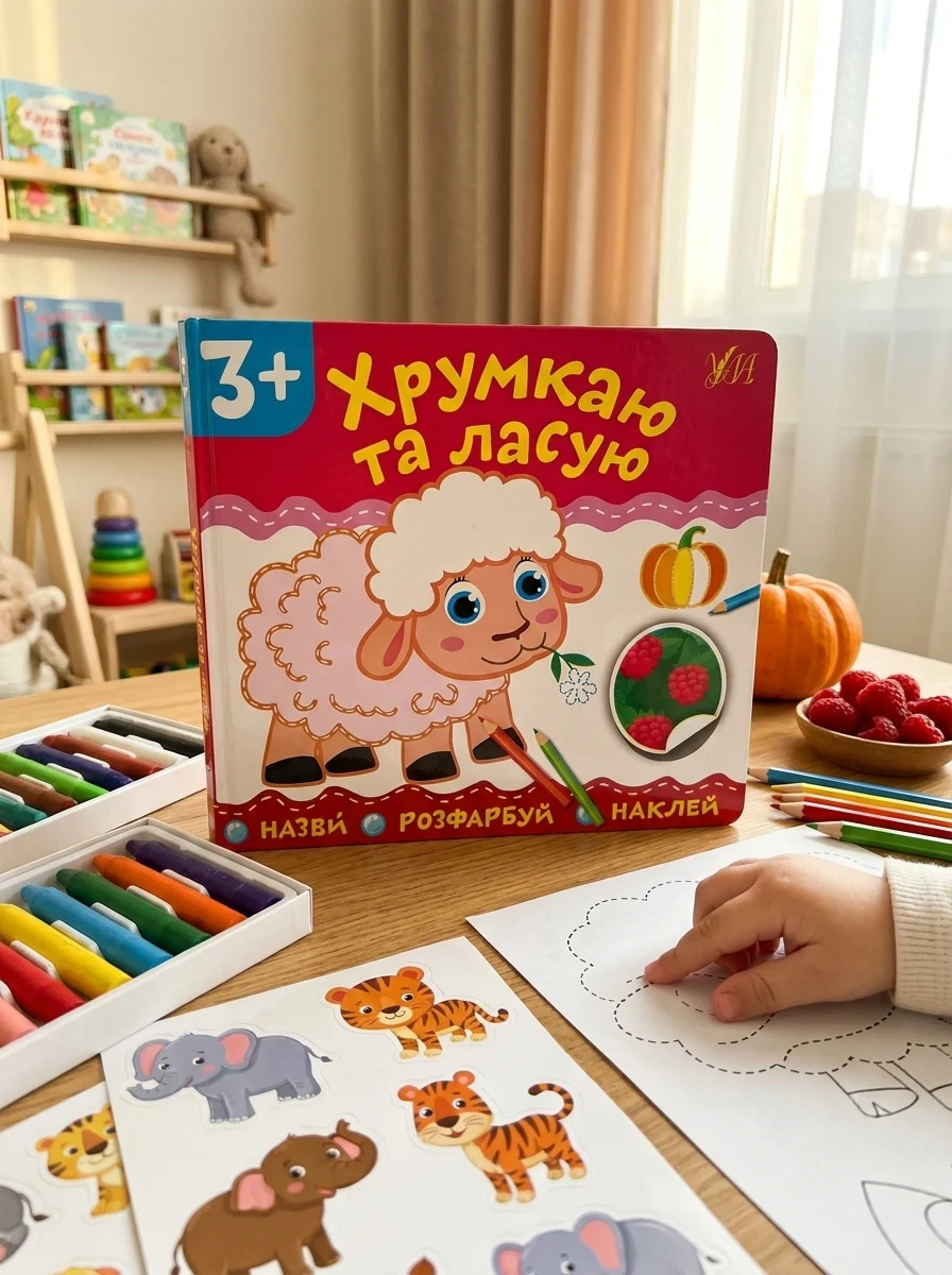 Назви. Розфарбуй. Наклей. Хрумкаю та ласую — фото 2