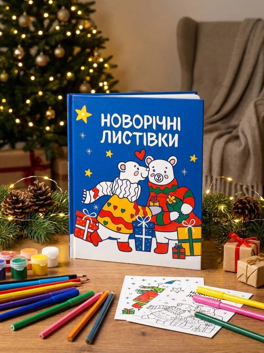 Новорічні листівки. Розмалюй і подаруй! — Розмальовки для дітей