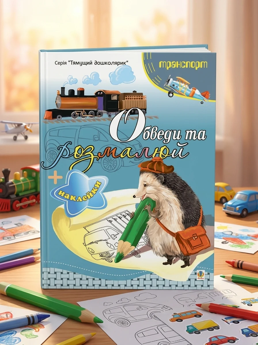 Обведи та розмалюй. Наклейки. Транспорт — Книги з наліпками