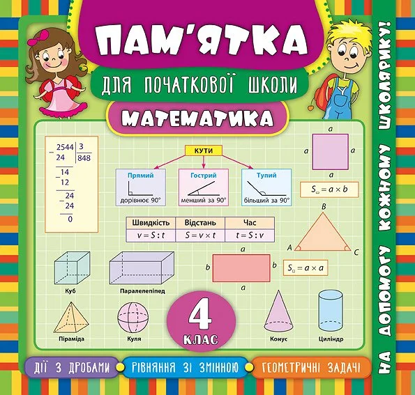 Пам’ятка для початкової школи. Математика. 4 клас — Підготовка до школи