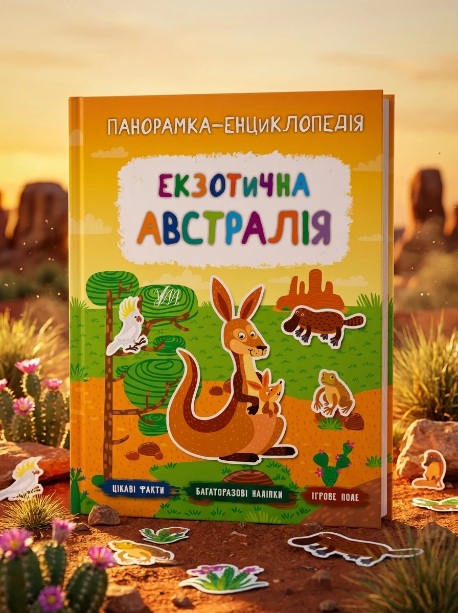 Панорамка-енциклопедія. Екзотична Австралія. Багаторазові наліпки — Книги з наліпками