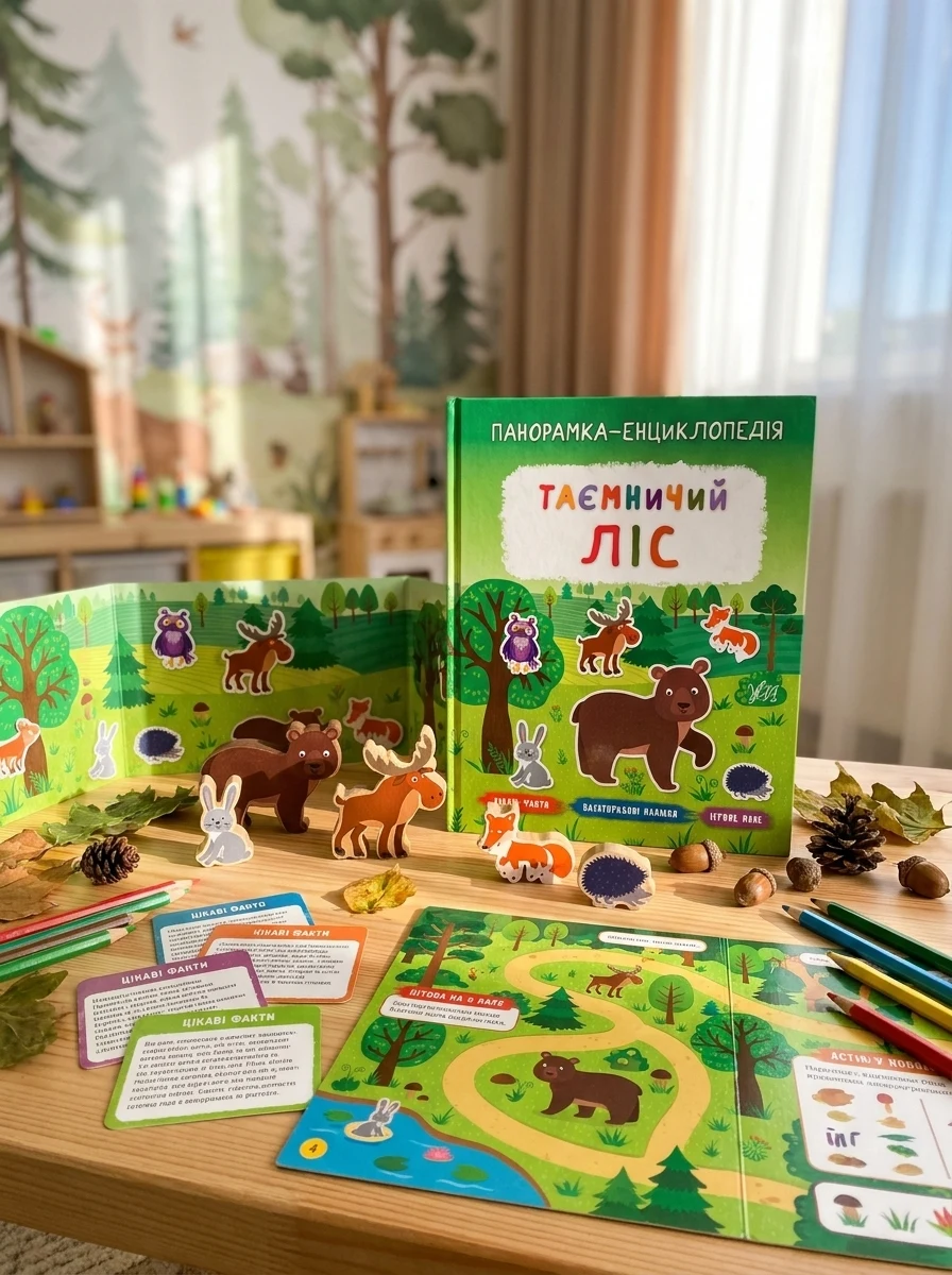 Панорамка-енциклопедія. Таємничий ліс. Багаторазові наліпки — Книги з наліпками
