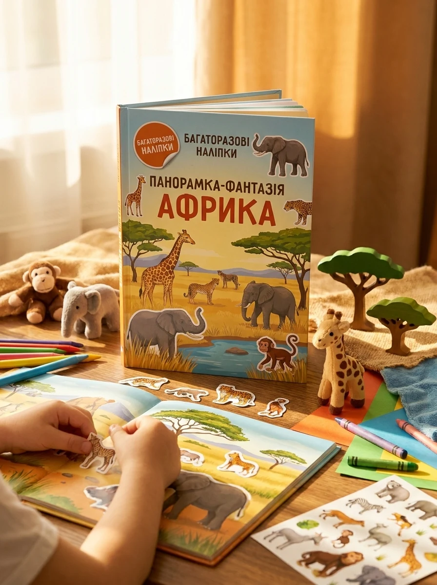 Панорамка-фантазія. Африка. Багаторазові наліпки — Книги з наліпками