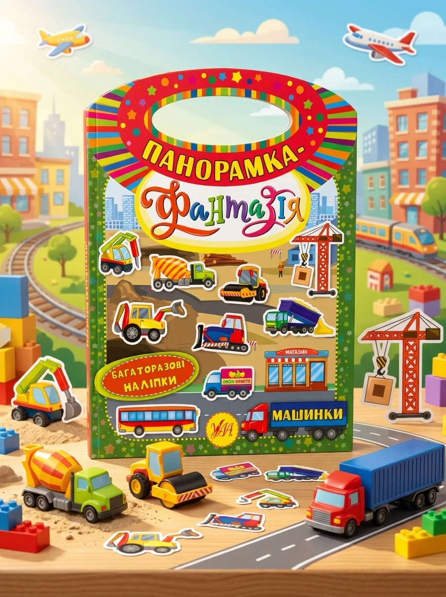 Панорамка-фантазія. Машинки. Багаторазові наліпки — Книги з наліпками