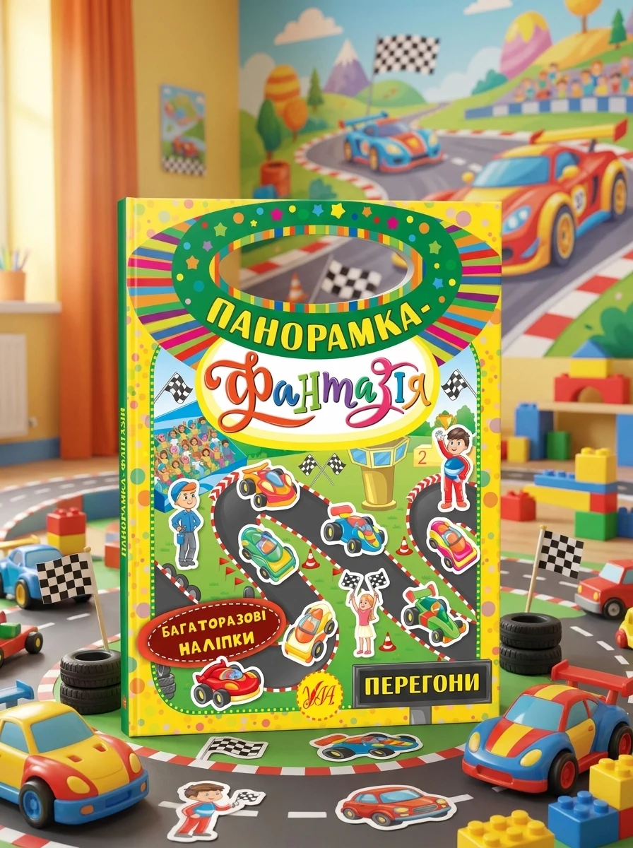 Панорамка-фантазія. Перегони. Багаторазові наліпки — Книги з наліпками