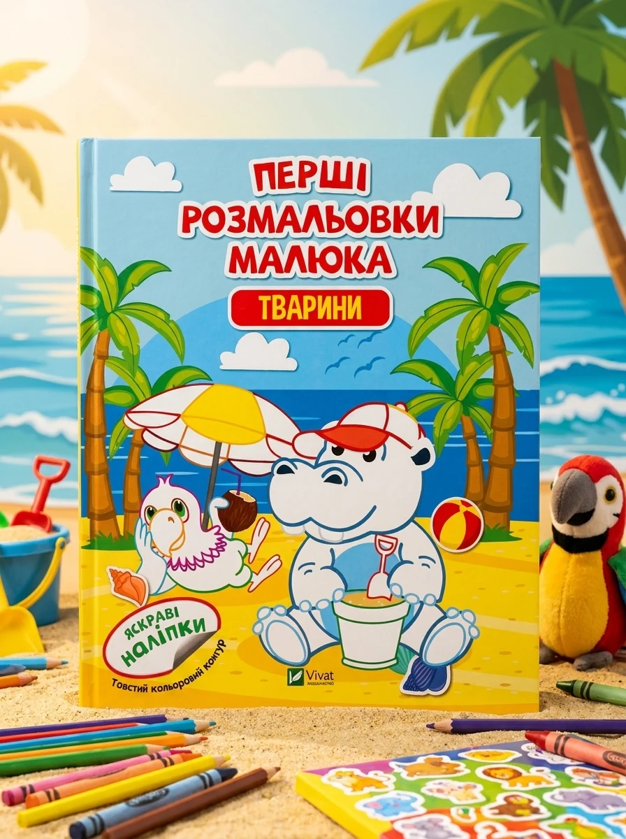Перші розмальовки малюка. Тварини. Яскраві наліпки | купити книгу онлайн