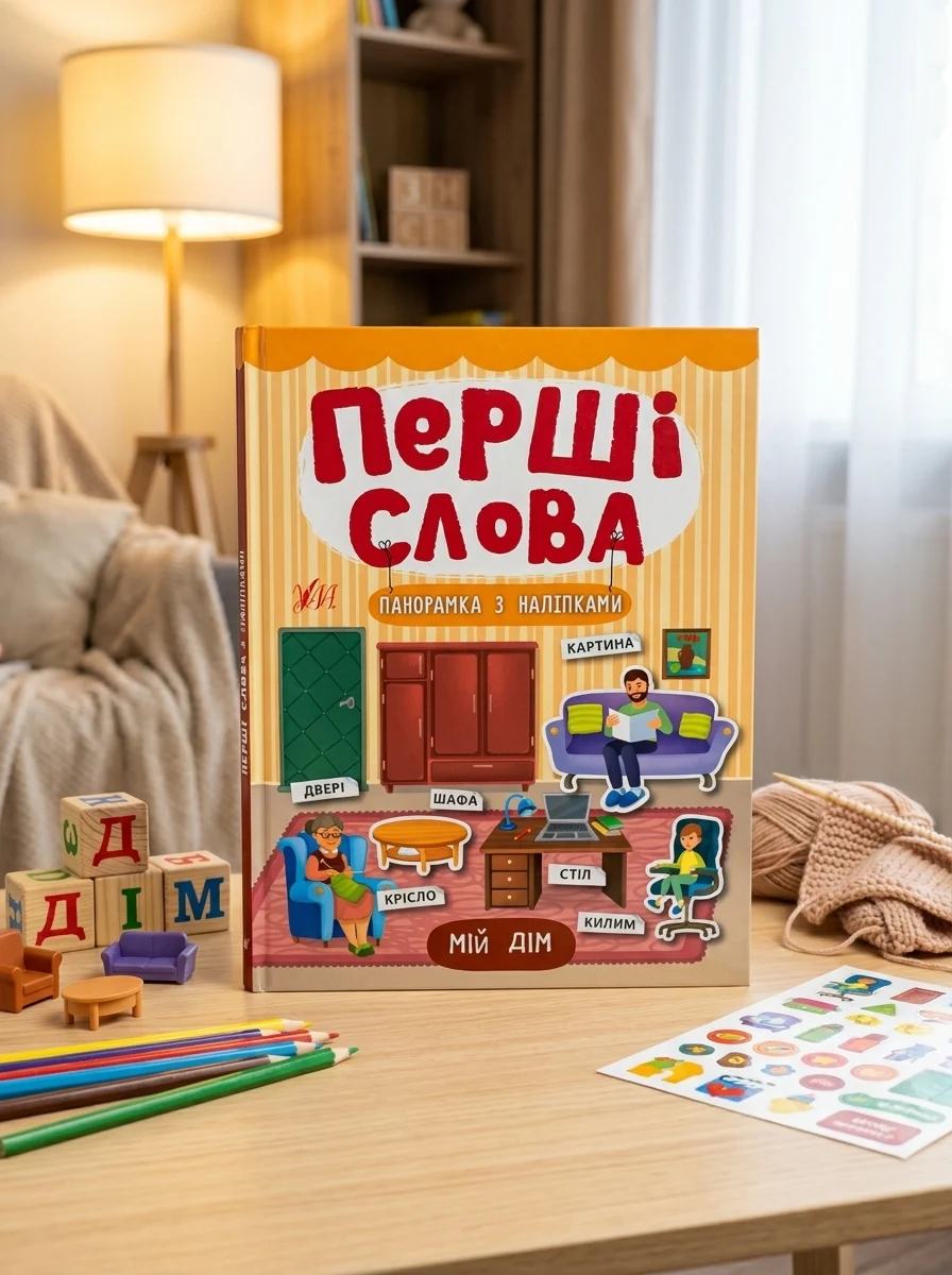 Перші слова. Мій дім. Панорамка за наліпками — Розвивальні книги
