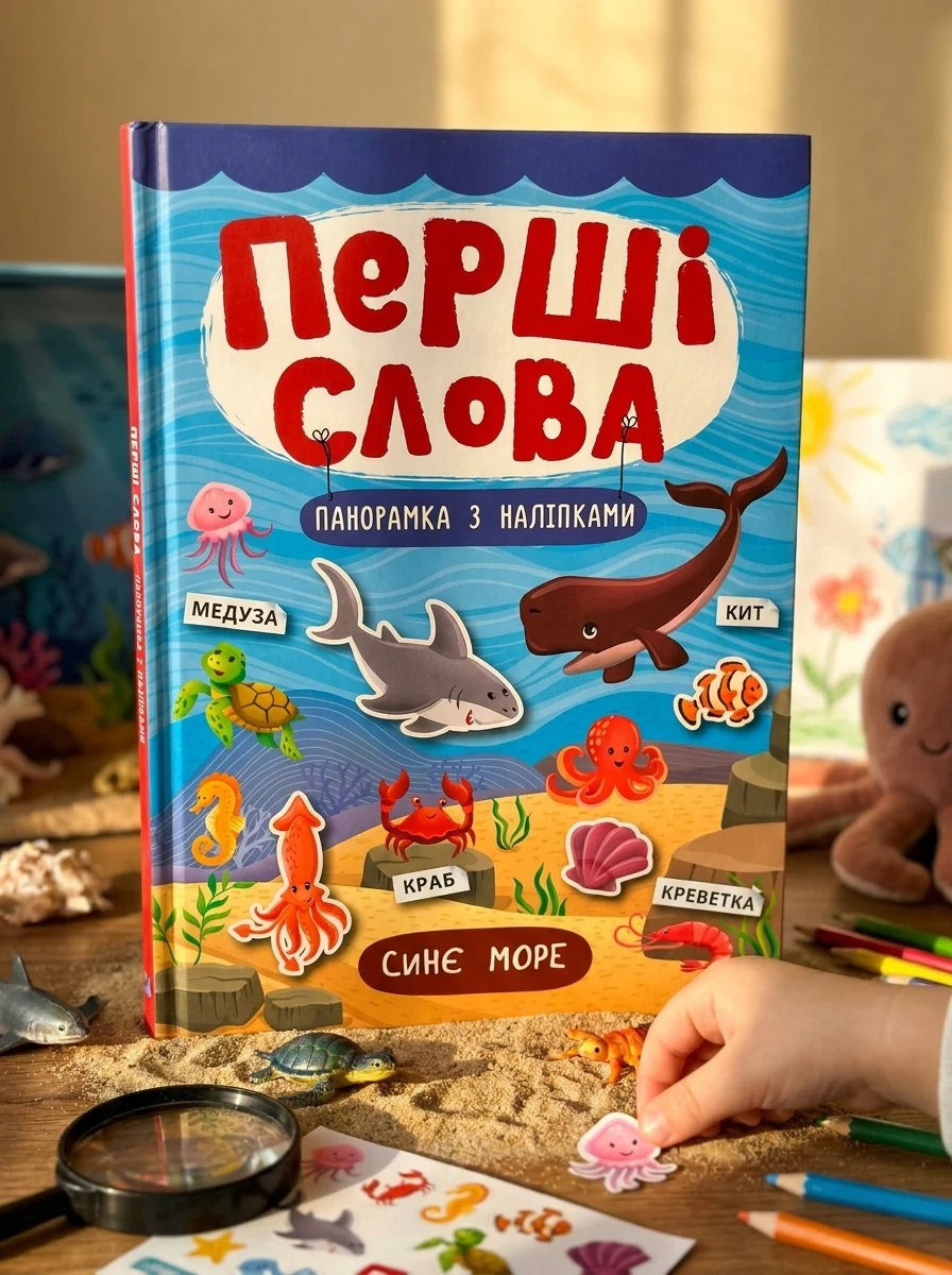 Перші слова. Синє море. Панорамка за наліпками — Розвивальні книги