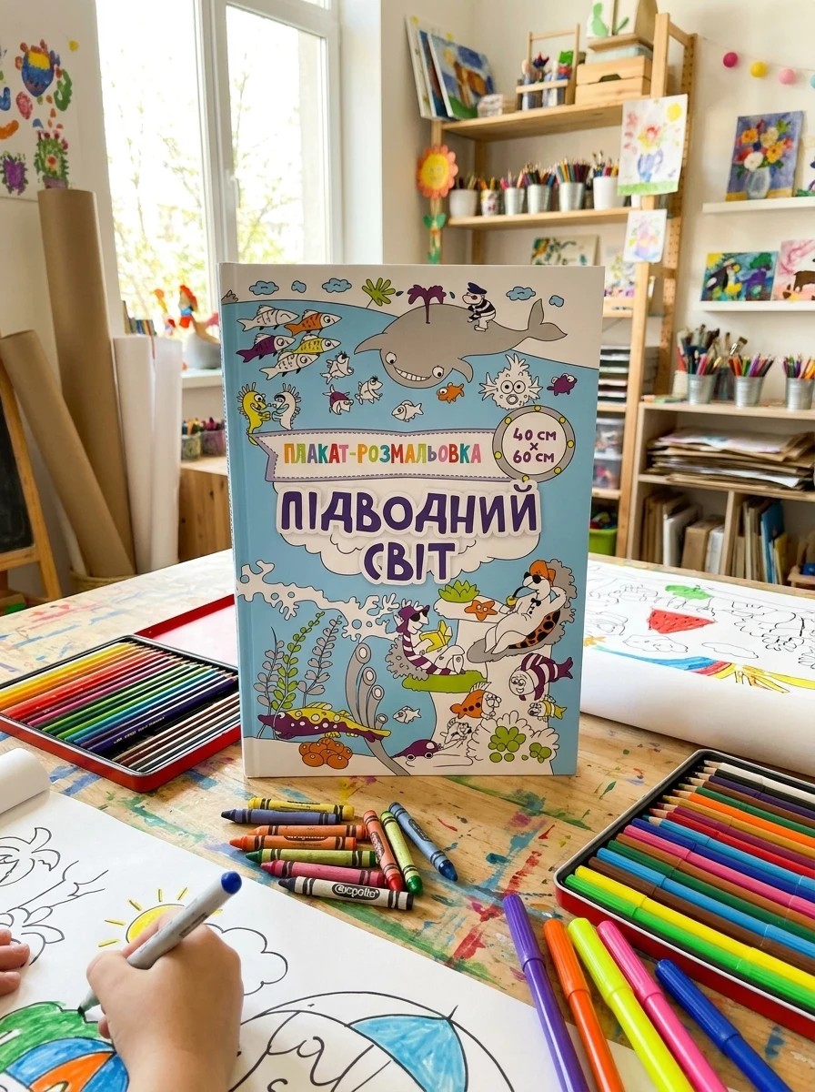 Підводний світ. Плакат-розмальовка — Розмальовки для дітей