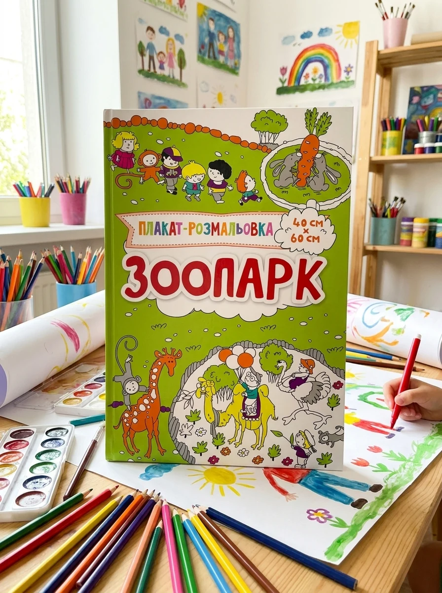 Плакат-розмальовка. Зоопарк — Розмальовки для дітей