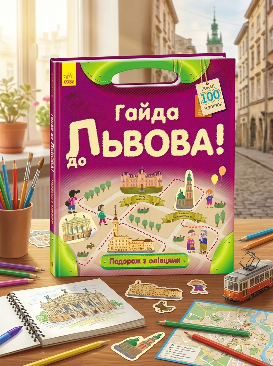 Подорож з олівцями. Гайда до Львова! Понад 100 наліпок — Книги з наліпками