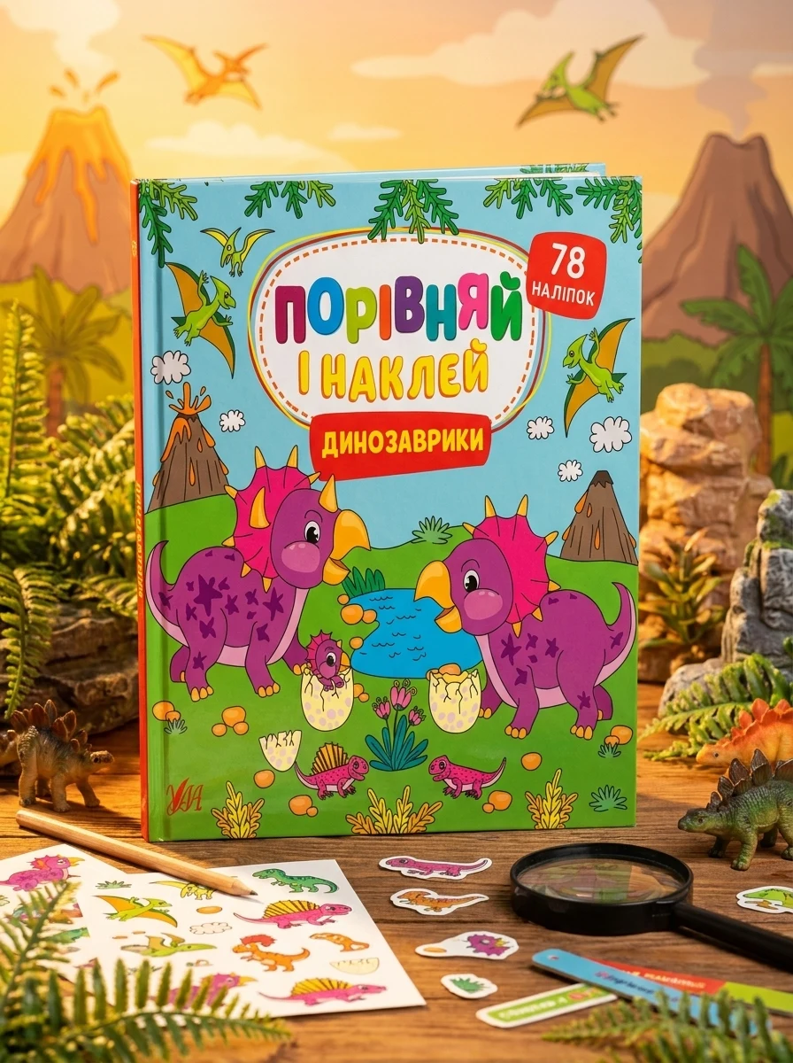 Порівняй і наклей. Динозаврики — Книги з наліпками