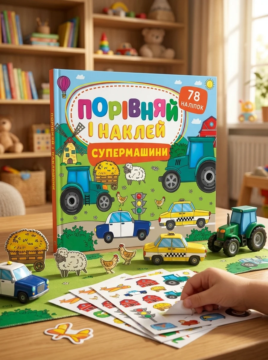 Порівняй і наклей. Супермашини — Книги з наліпками