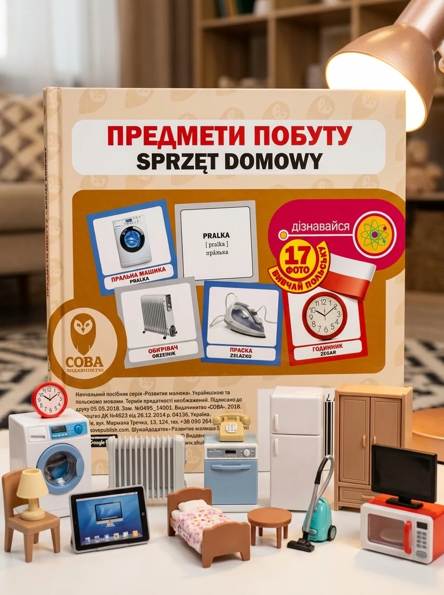 Предмети побуту. 17 карток польською — Розвивальні книги
