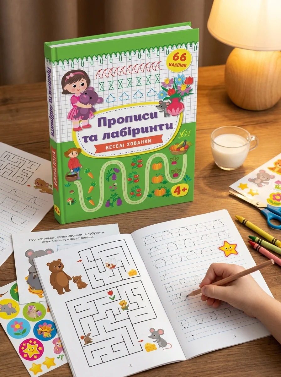 Прописи та лабіринти. Веселі хованки. Від 4 років — Розвивальні книги