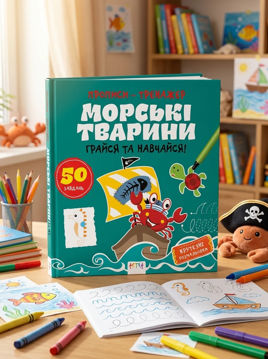 Прописи-тренажер. Морськi тварини — Розвивальні книги