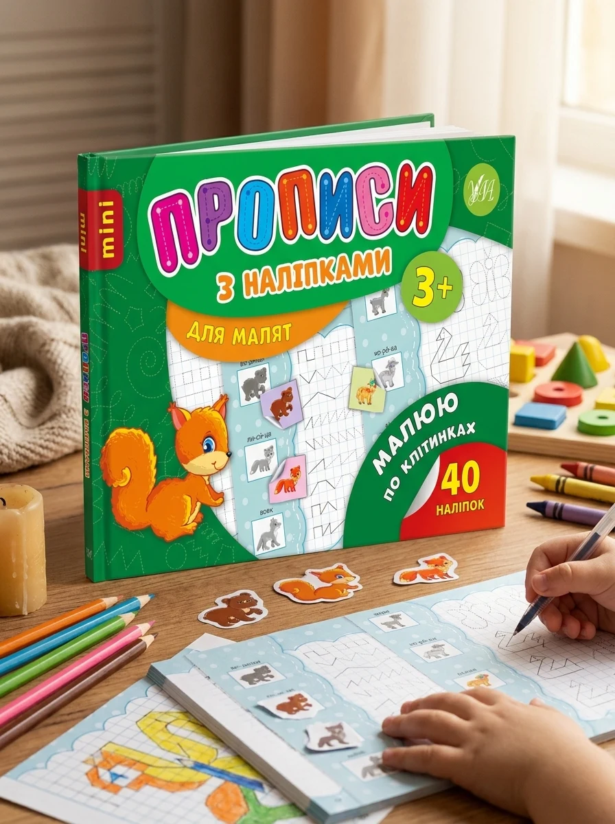 Прописи з наліпками. Малюю по клітинках | купити книгу онлайн