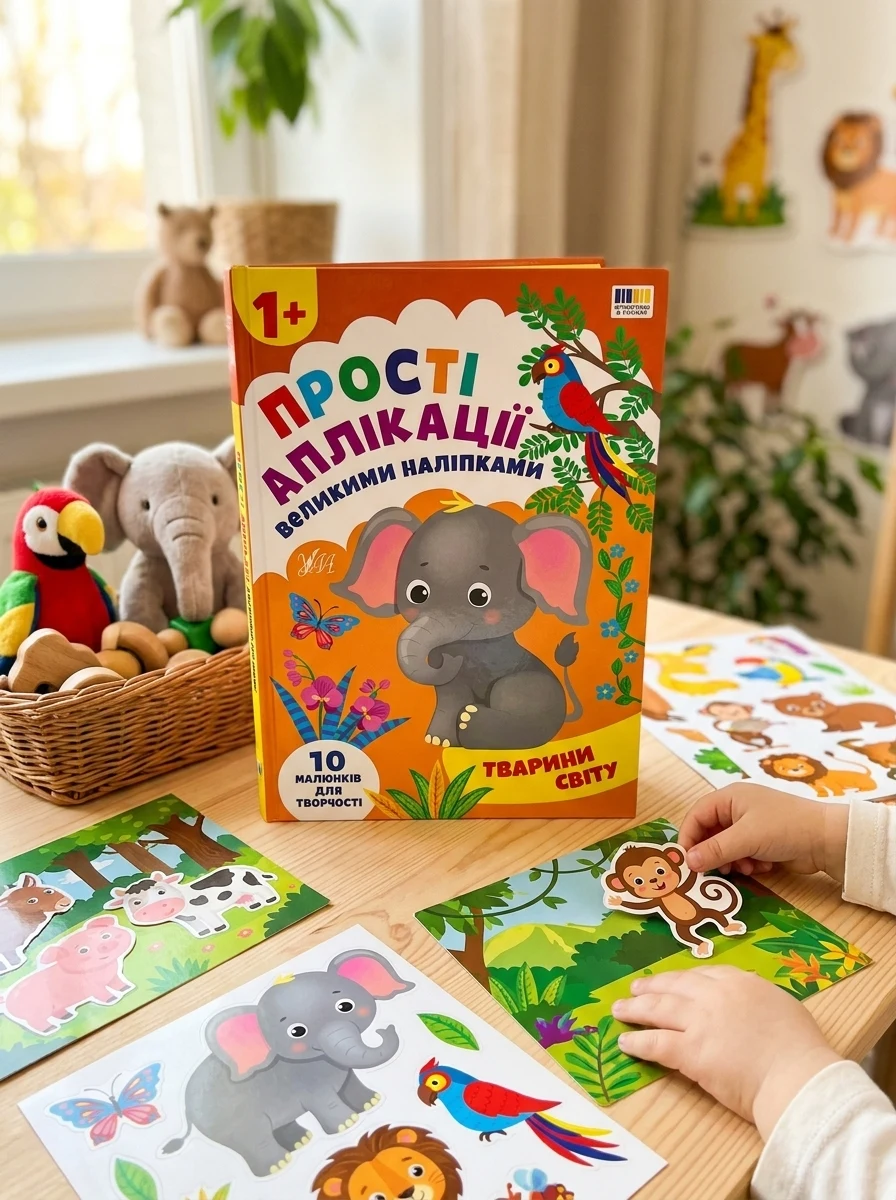 Прості аплікації великими наліпками. Тварини світу — Книги з наліпками