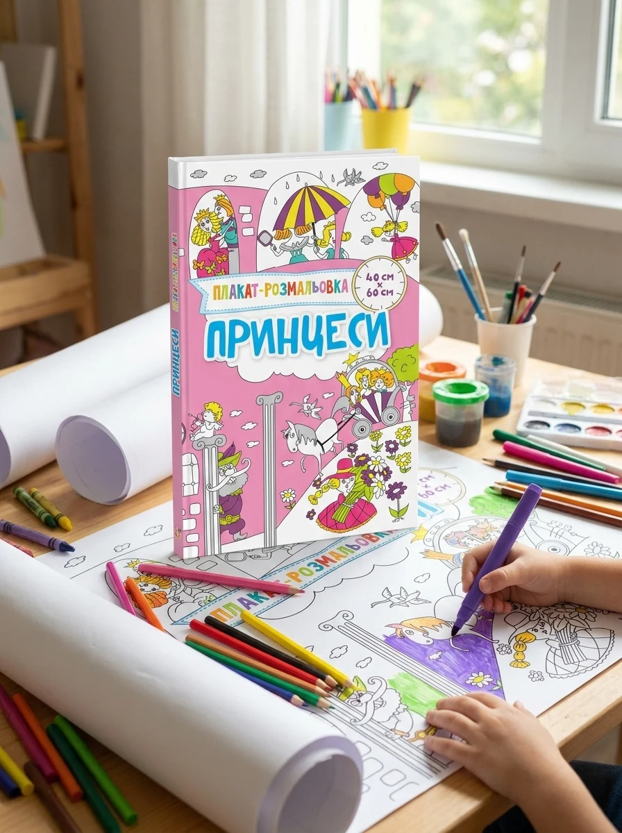 Принцеси. Плакат-розмальовка — Розмальовки для дітей