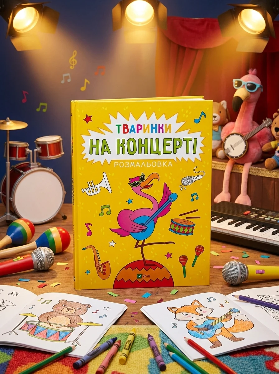 Розмальовка. Тваринки на концерті — Розмальовки для дітей