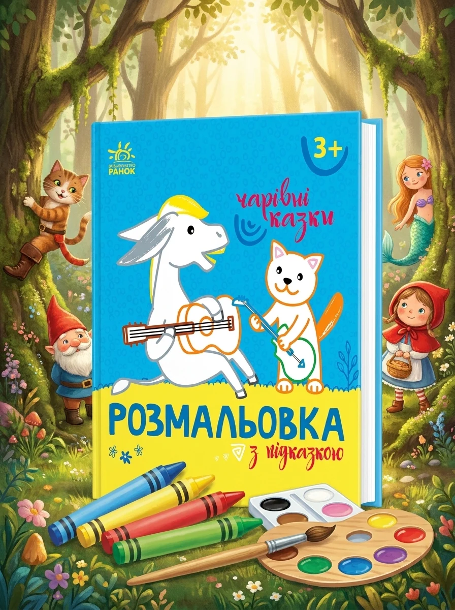 Розмальовка з підказкою. Чарівні казки — Розмальовки для дітей