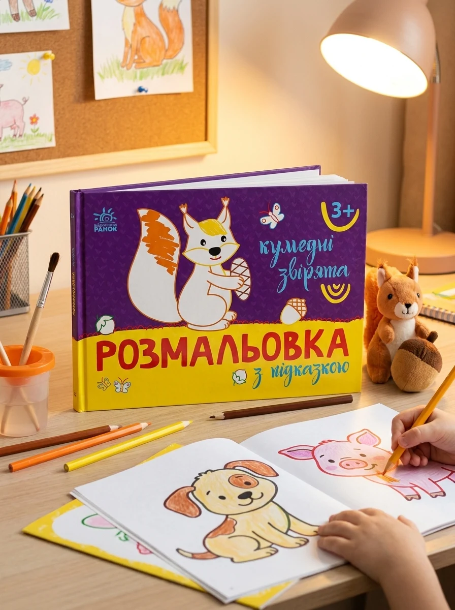 Розмальовка з підказкою. Кумедні звірята — Розмальовки для дітей