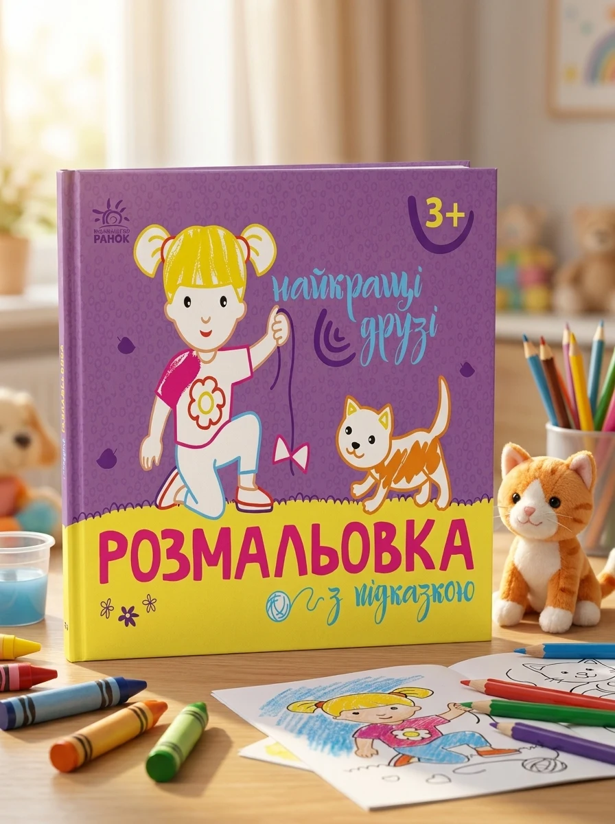 Розмальовка з підказкою. Найкращі друзі — Розмальовки для дітей