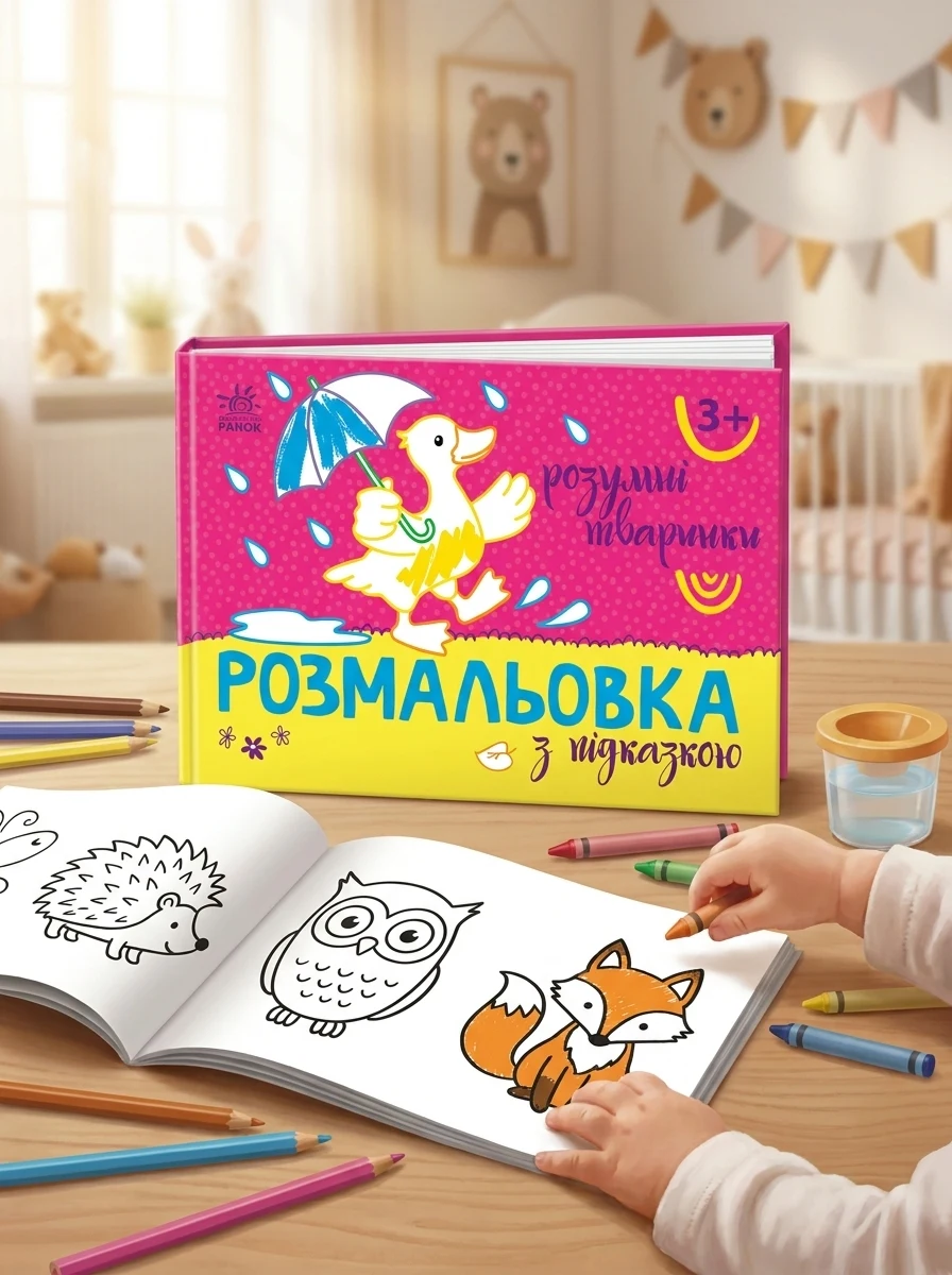 Розмальовка з підказкою. Розумні тваринки — Розмальовки для дітей