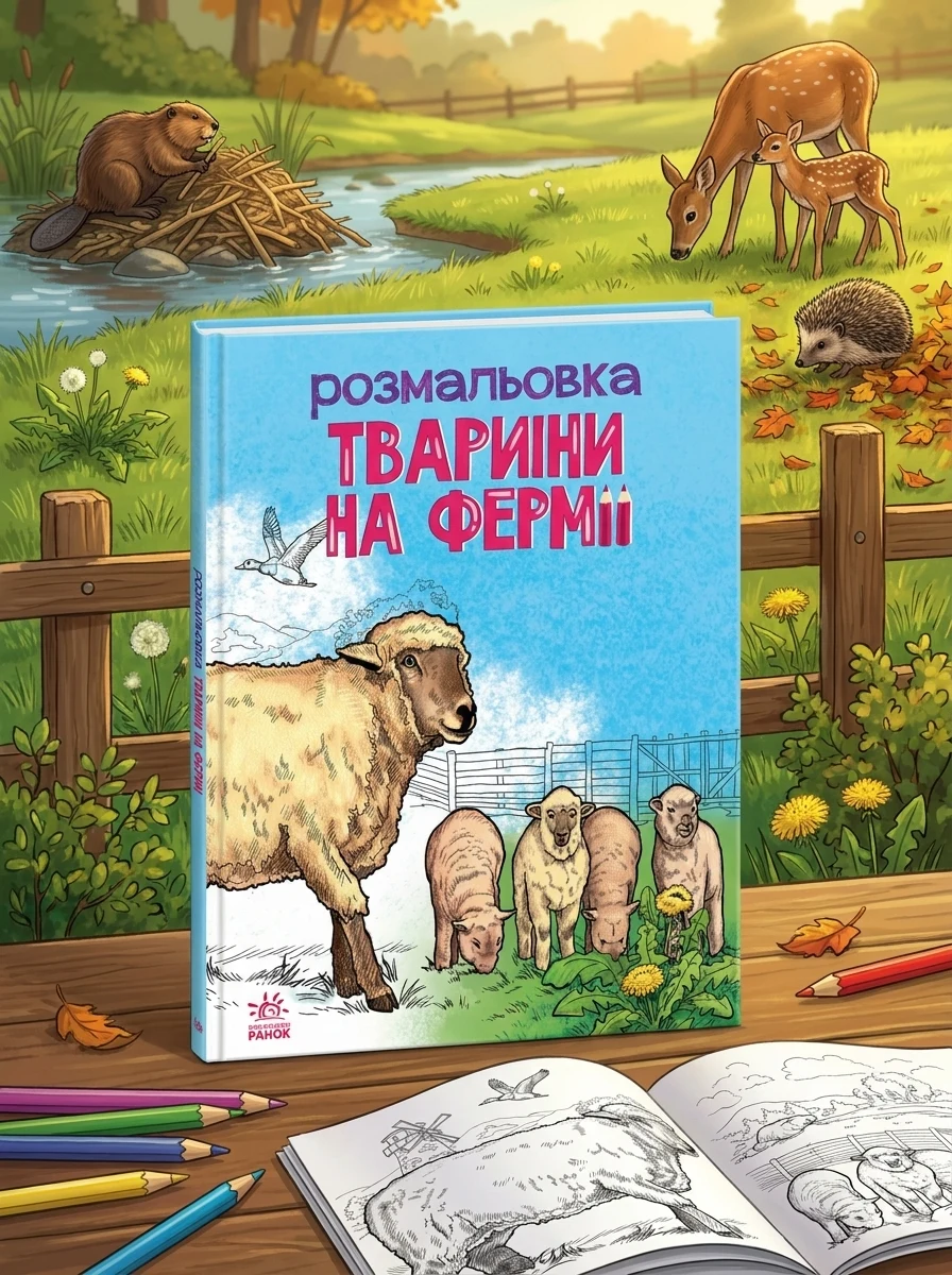 Розмальовка з тваринами. Тварини на фермі — Розмальовки для дітей