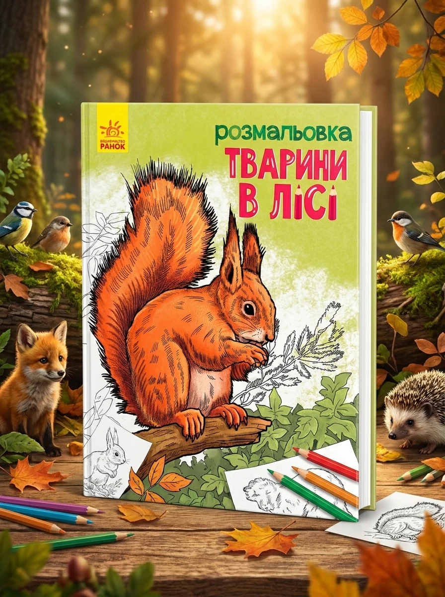 Розмальовка з тваринами. Тварини в лісі — Розмальовки для дітей