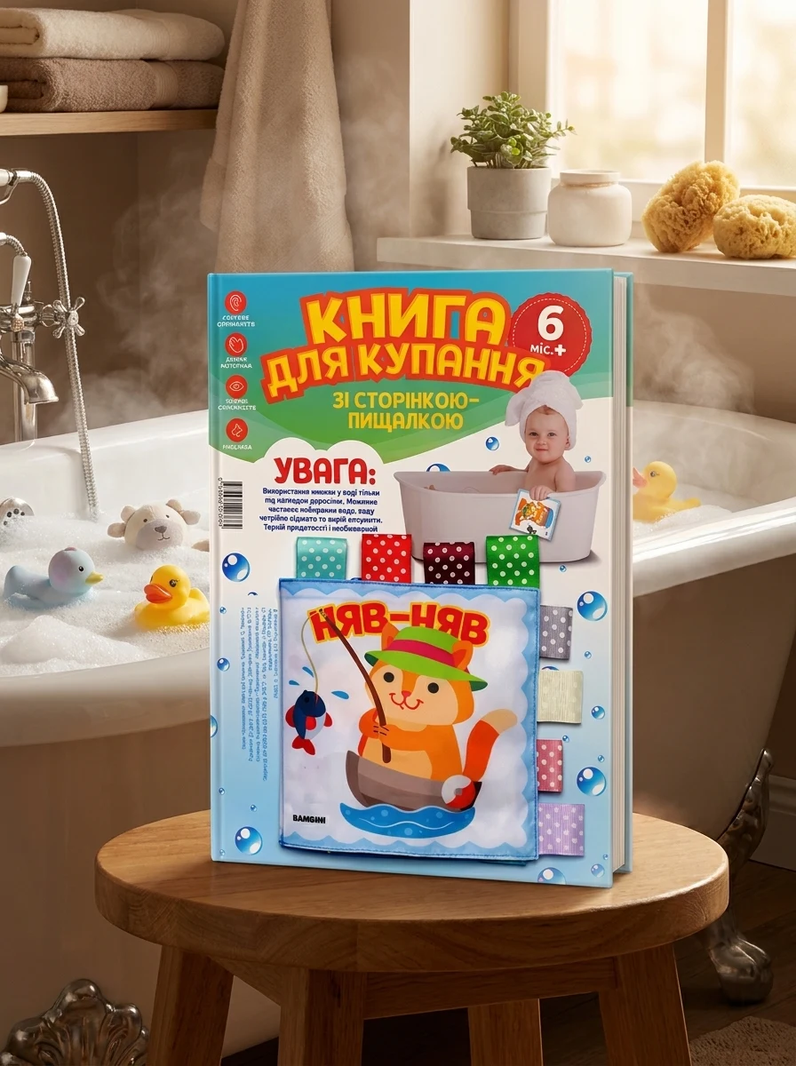 Розвивайко. М'які книжки для купання. Кмiтливий котик. Від 6 місяців — фото 2