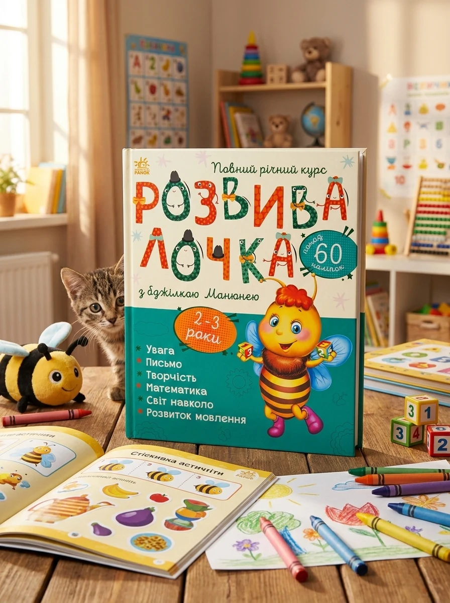 Розвивалочка з бджілкою Манюнею. 2-3 роки — Книги з наліпками