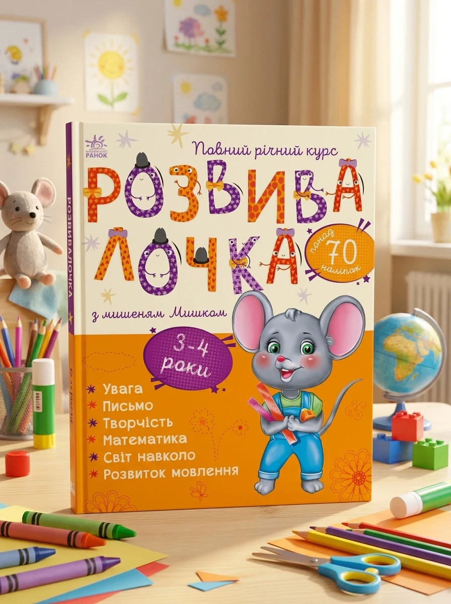 Розвивалочка з мишеням Мишком. 3-4 роки — Книги з наліпками