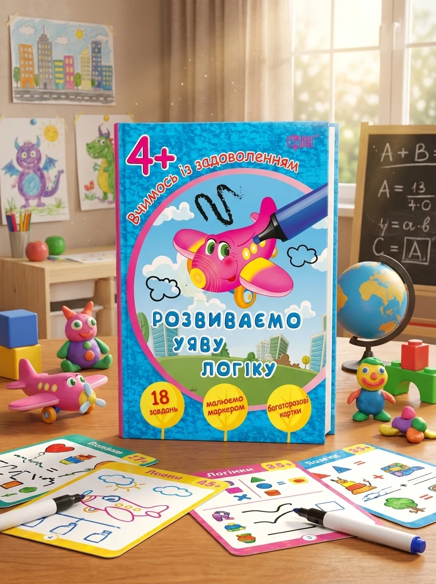 Розвиваємо уяву і логіку. Літачок. Багаторазові картки. Від 4 років — Розвивальні книги