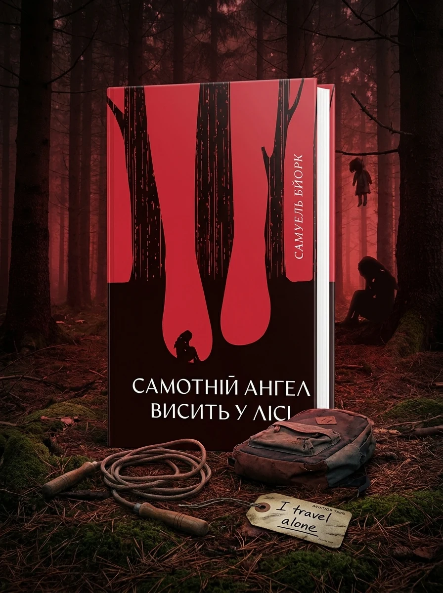 Самотній ангел висить у лісі