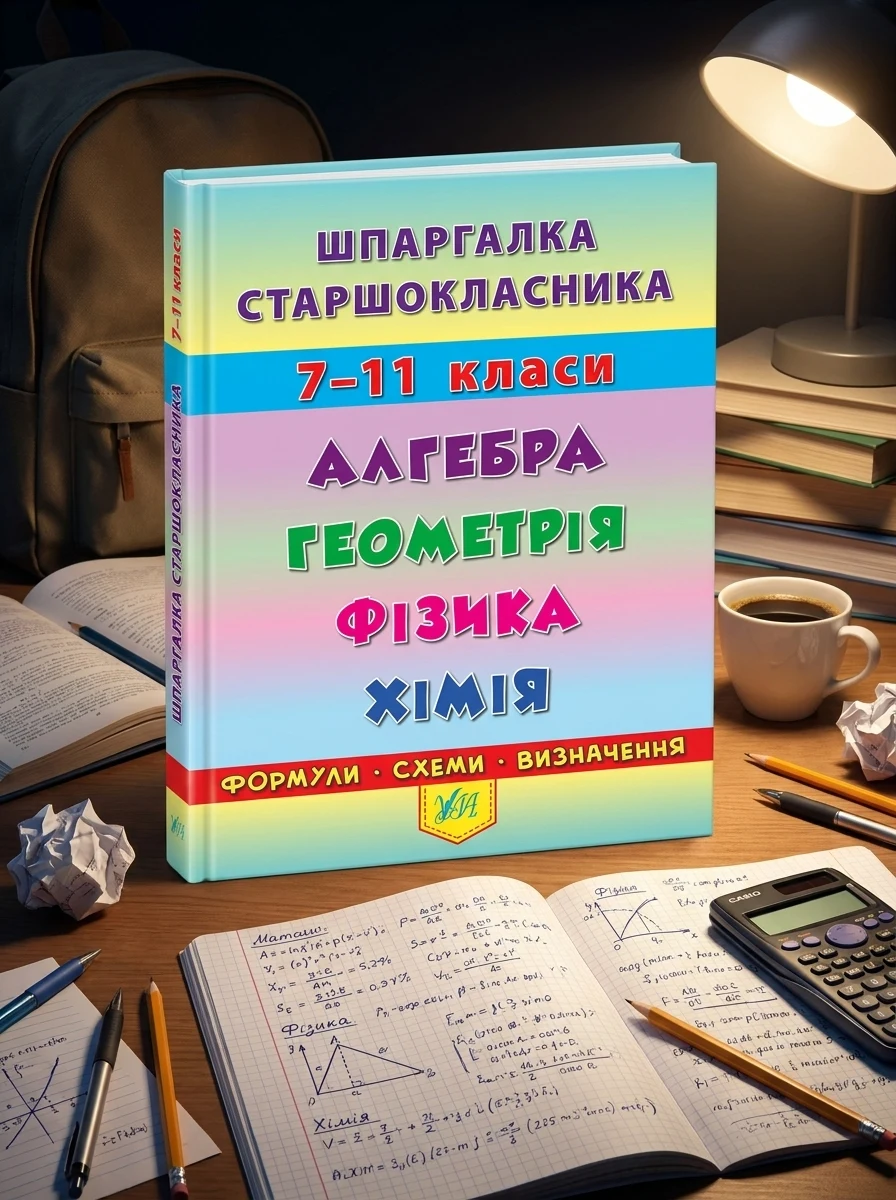 Шпаргалка старшокласника. Алгебра. Геометрія. Фізика. Хімія. 7–11 класи — Книги зі шкільної програми