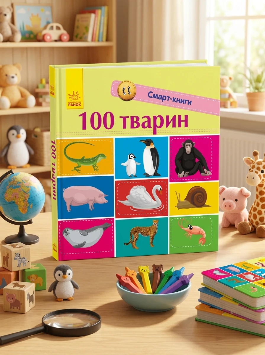 Смарт-книги. 100 тварин — Пізнавальні книги для дітей