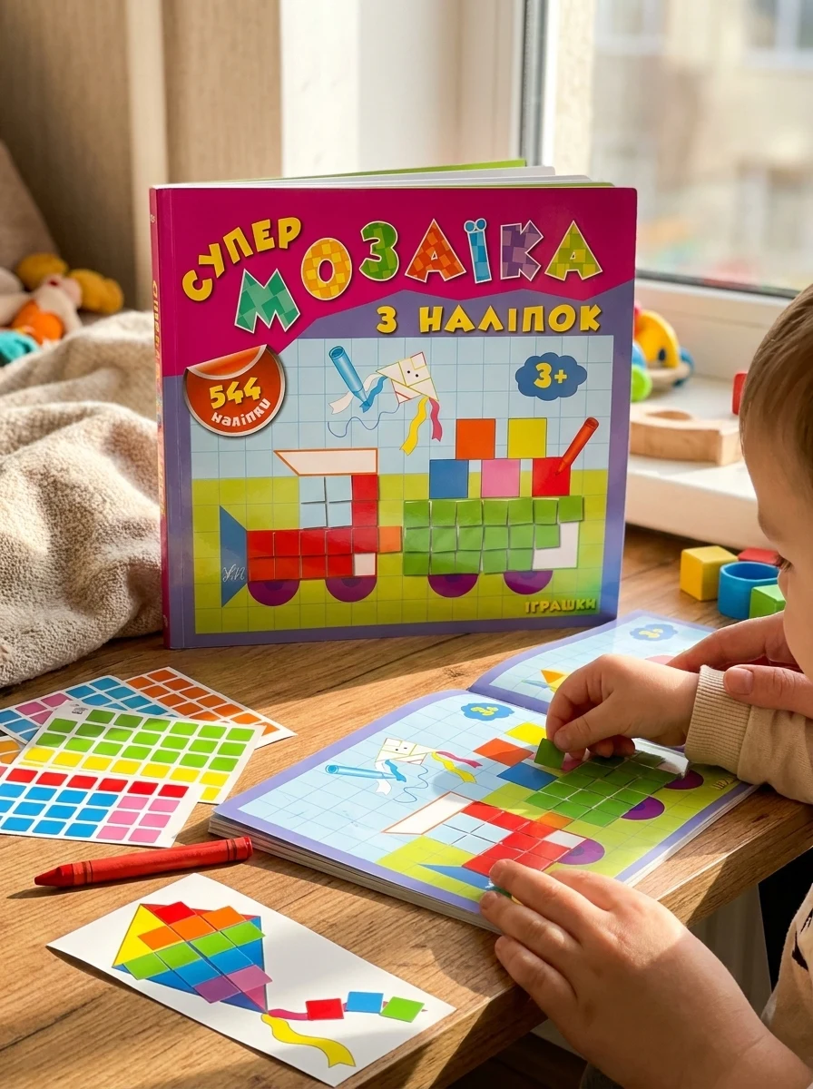 Супермозаїка з наліпок. Іграшки. 544 наліпки. Від 3 років — Книги з наліпками