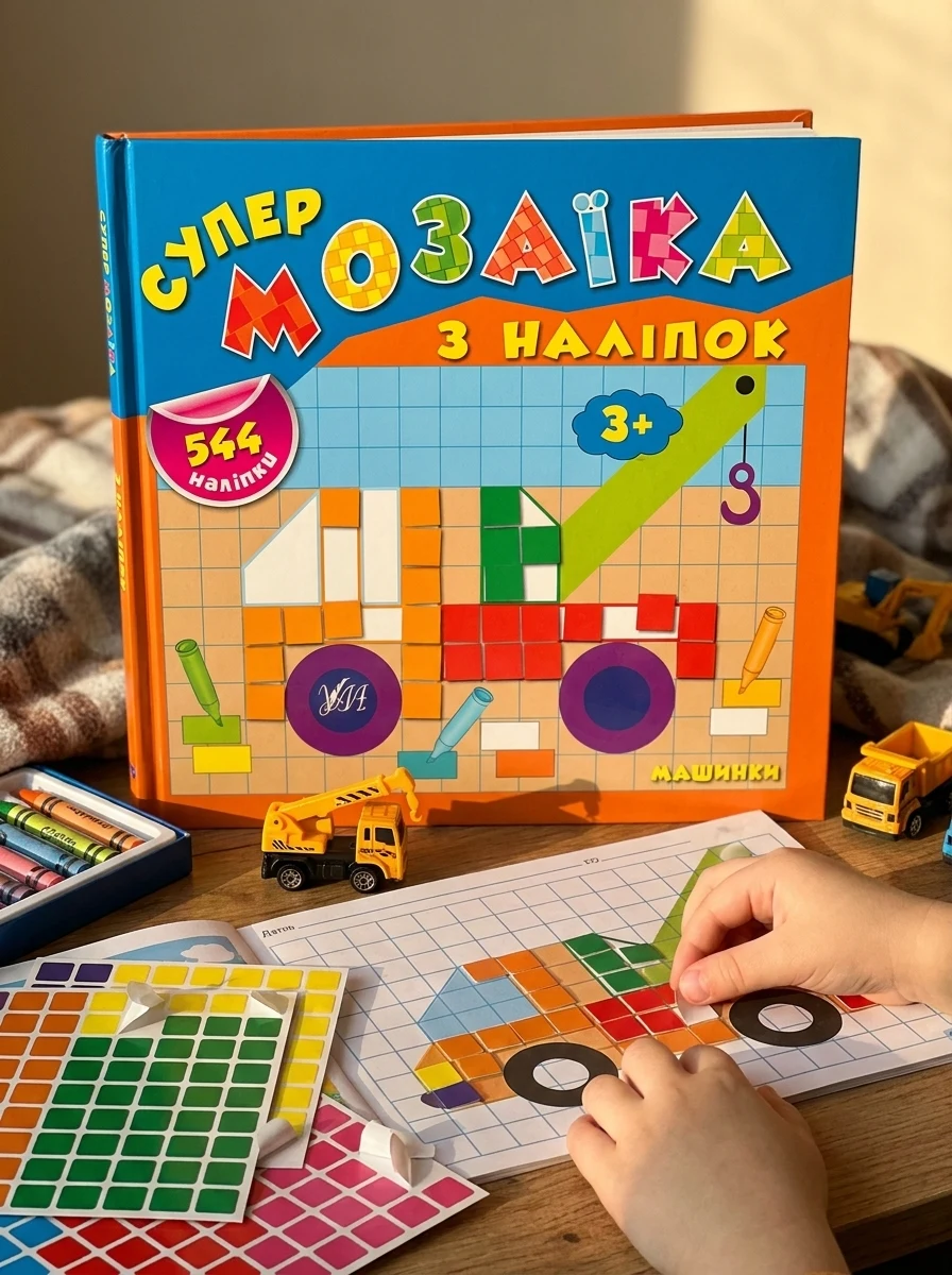 Супермозаїка з наліпок. Машинки — Книги з наліпками