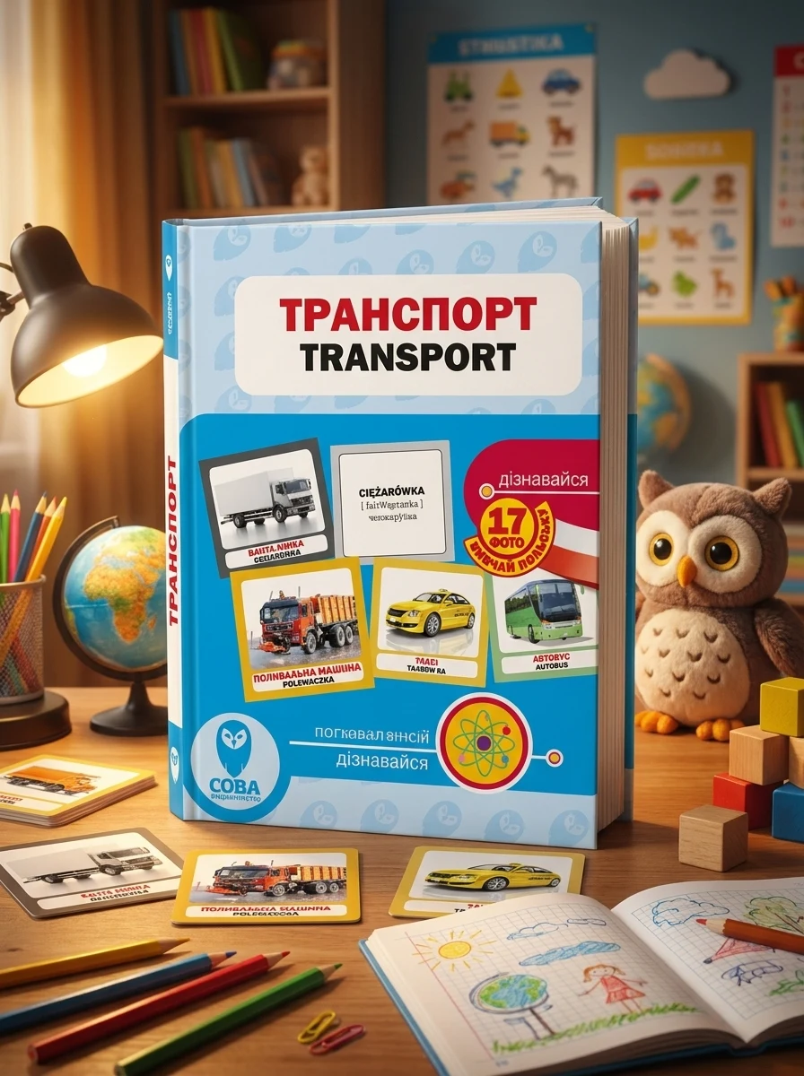 Транспорт. 17 карток польською — Розвивальні книги