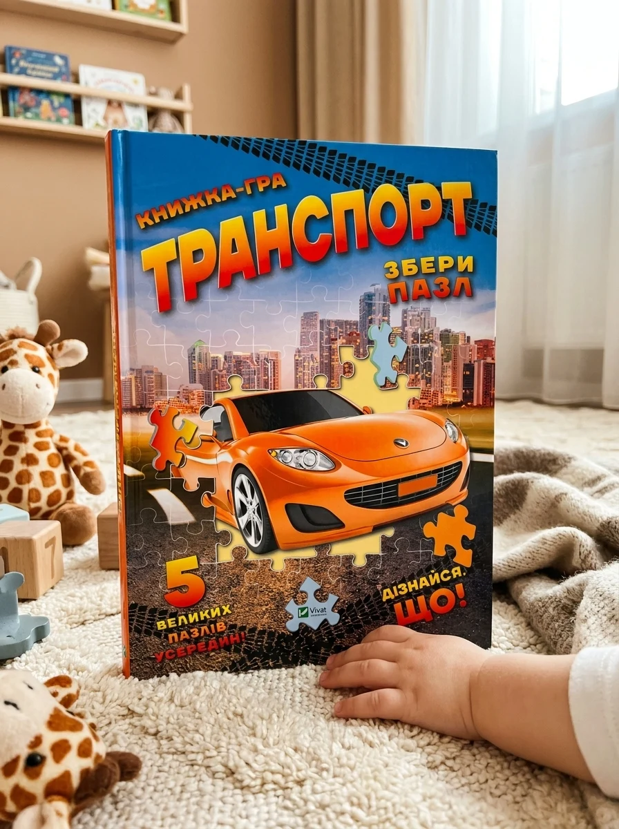 Транспорт. Книжка-гра. Збери пазл. 5 великих пазлів усередині — Розвивальні книги