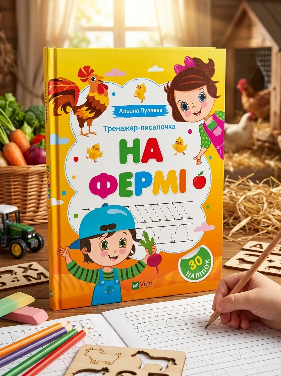 Тренажер-писалочка. На фермі. Перші прописи з завданнями — Книги з наліпками